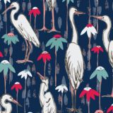 White Cranes on Navy 