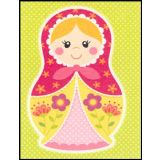 Pink & Yellow Babushka on Grn