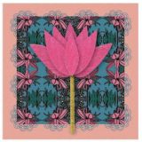 Pink Flower on blue Floral 