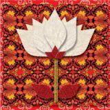 Cream Red Flower on 70s Orange