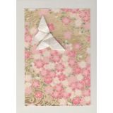 Butterfly-Pink Flowers on Gold