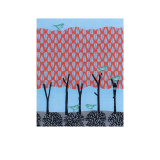 Blue Birds on Red Tree