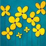 Yellow Flowers on Green Printe