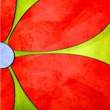 Red Flower on Green Printed Gr