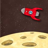 Spaceship Printed Greeting Car