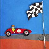 Racing Car Printed Greeting Ca