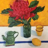 Red Waratah On Gold
