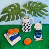 Monstera Leaves & Persimmons