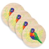 Rainbow Lorikeet Wooden Coasters (set of 4)