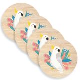Cheery Cockatoo Wooden Coasters (set of 4)