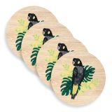 Yellow Tailed Black Cockatoo Wooden Coasters (set of 4)