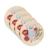 Koala and Flowers Wooden Coasters (Set of 4)