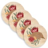 Echidna and Flowers Wooden Coasters (Set of 4)