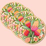 Proteas & Gum Blossoms Wooden Coasters (set of 4)