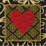 Red Heart on Gold Black