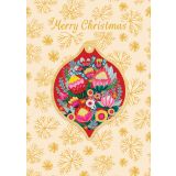 Bauble Greeting Card - Bush Flowers Red 