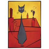 Red Rooftop Cats Printed Greet