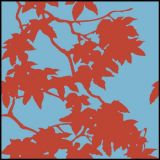 Red Leaves on Blue