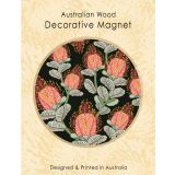 Wooden Magnet - Coral Banksias