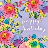 Abstract Floral-Happy Birthday Lilac