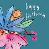 Abstract Floral-Happy Birthday Blue
