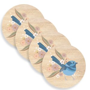 Fairy Wren Wooden Coasters (set of 4)