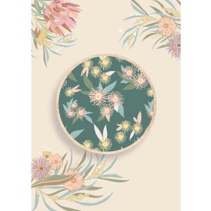Gum Blossoms Wooden Magnet Greeting Card