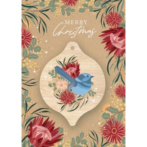 Bauble Greeting Card - Blue Fairy Wren