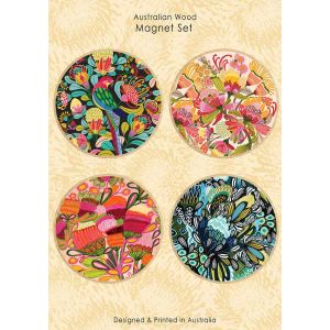 Rosella & Protea Wooden Magnet Set of 4 