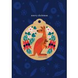 Kangaroo & Joey Wooden Decoration Greeting Card